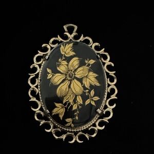 Vintage Floral Pendant with Gold Accents